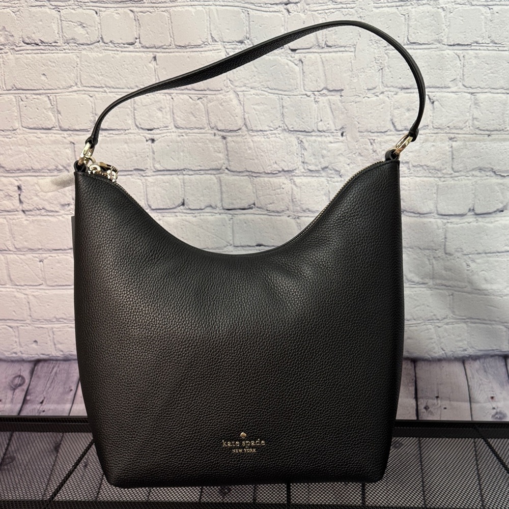 Kate Spade Black Pebbled Leather Hobo Bag